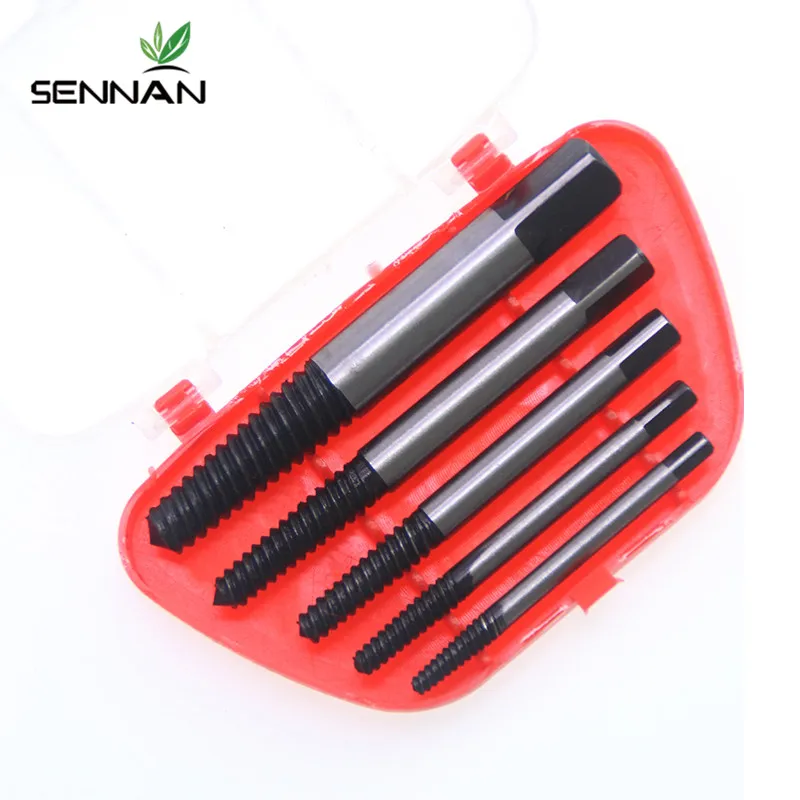 

SenNan 5Pcs/set Steel Broken Speed Out Damaged Screw Extractor Drill Bit Guide Set Broken Bolt Remover Easy Out Set