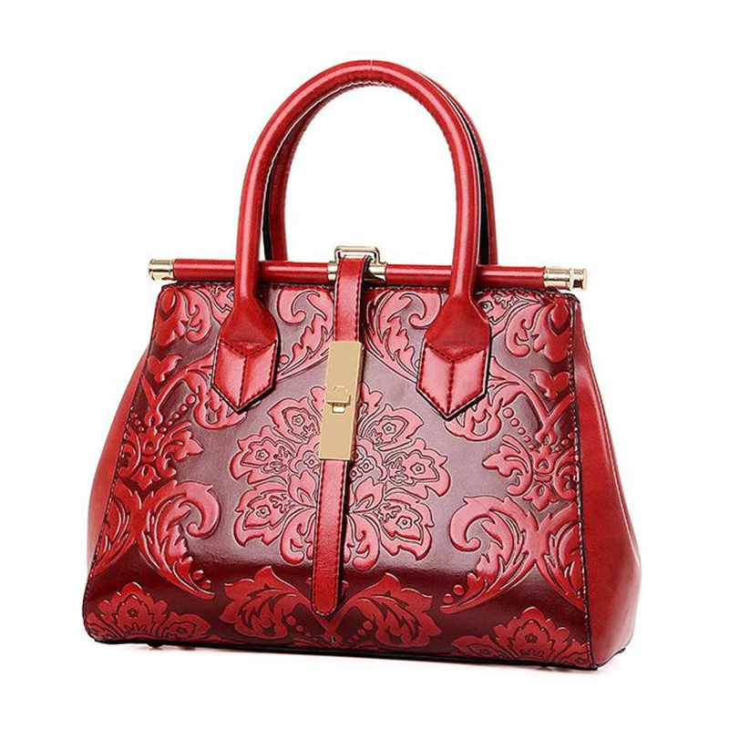 Женская сумка из тисненой кожи, роскошная дизайнерская ручная сумка, винтажная сумка на плечо, женская сумка через плечо для, сумка основная ST01