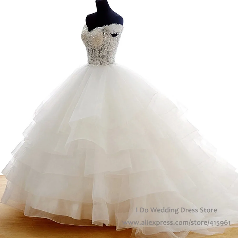 Romantique robe de bal robes de mariée réel Photo dentelle paillettes Transparent robes de mariée Corset