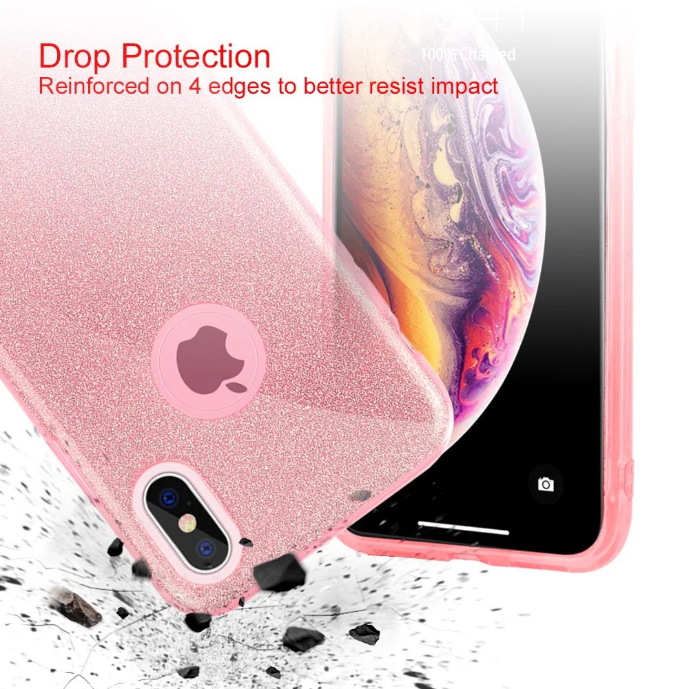 Ascromy 3 в 1 блестящий чехол для телефона Apple iPhone XS MAX XR X 8 7 6 6S Plus роскошный ремешок