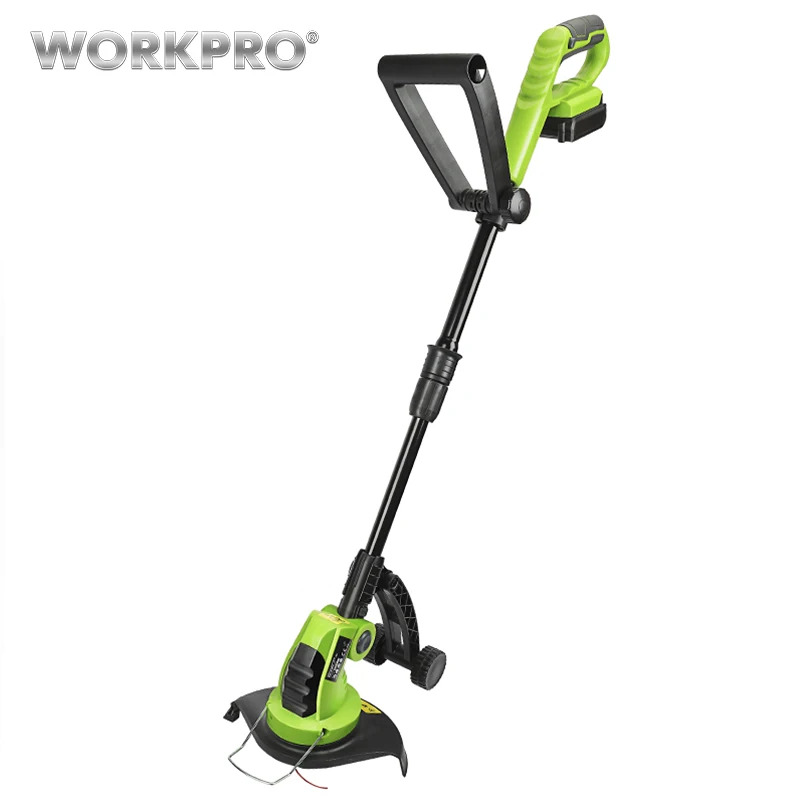 WORKPRO 18 В литиевая аккумуляторная газонокосилка регулируемые ручки садовый триммер питания 2000 мАч Время зарядки 1 час - изображение