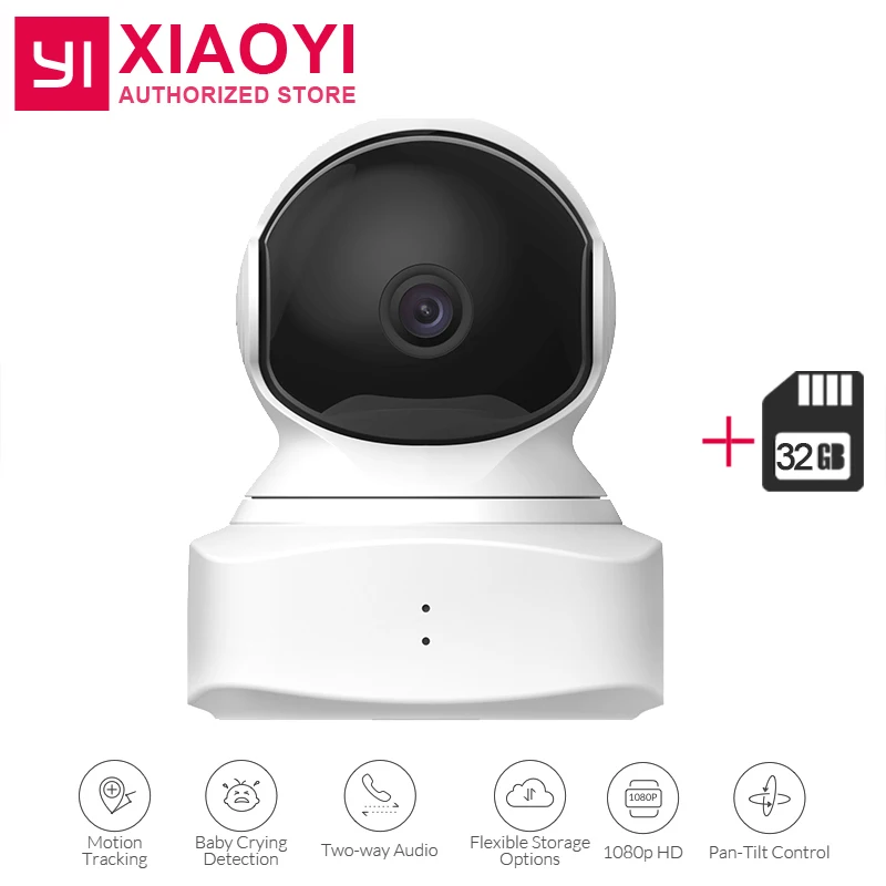 Оригинальная купольная камера YI Cloud baby monitor + 32 Гб SD карта 1080P HD ночное видение