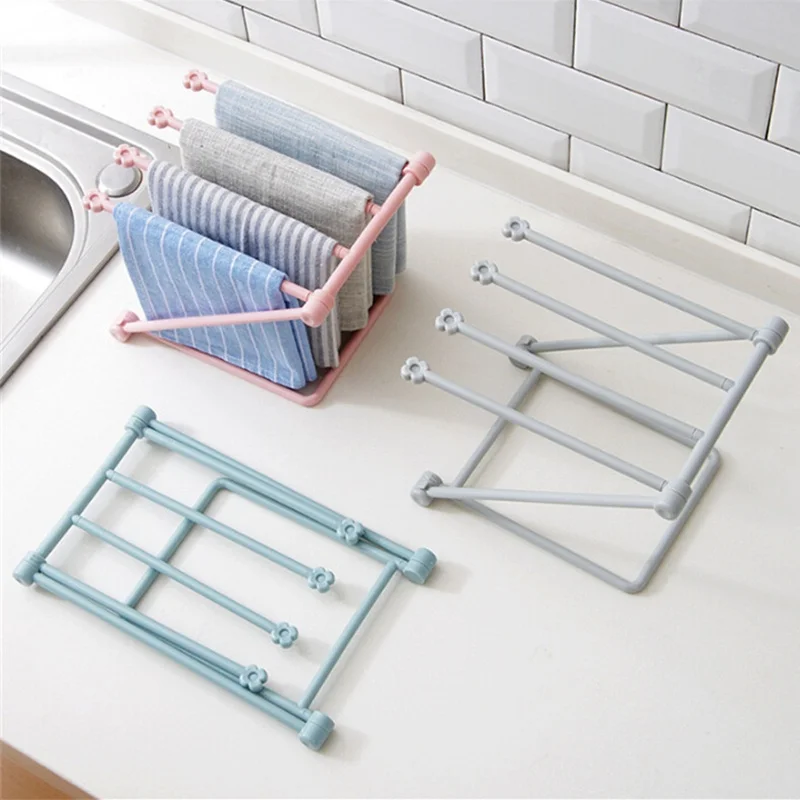 

Foldable Cleaning Cloth Towels Hanger Multifunctional Cup Feeding Bottle Storage Rack Kitchen Supplies