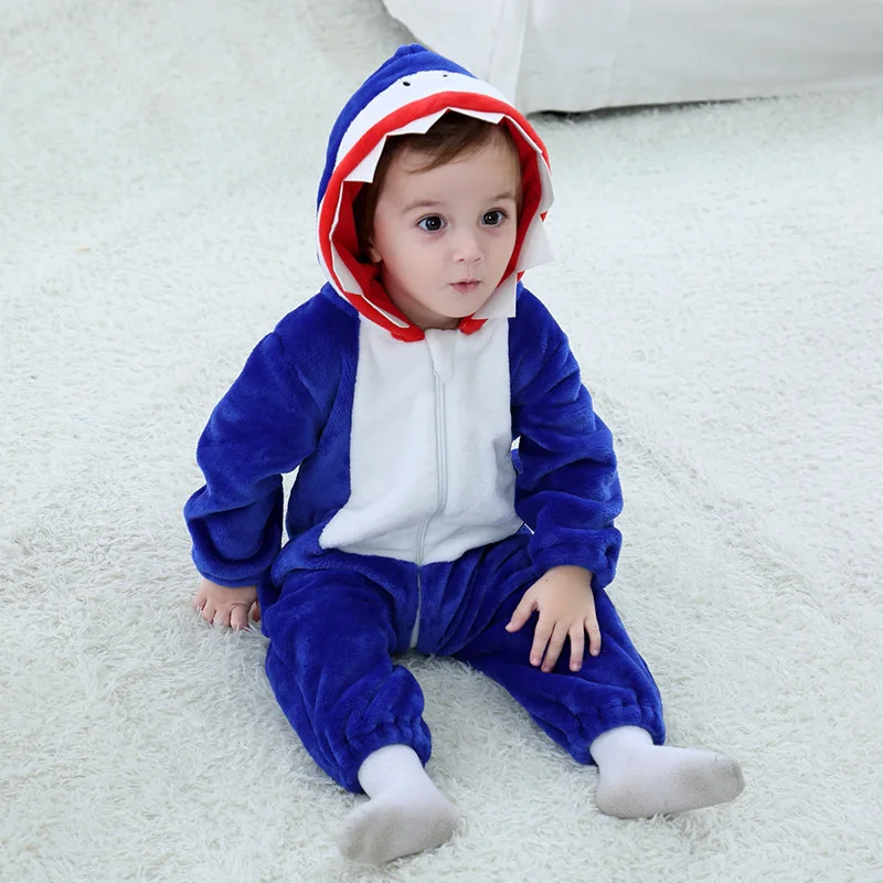 

shark Kigurumi baby Kids Cartoon Animal Cosplay Minion Costume Warm Soft Flannel Fancy Onesie Cute pikachu Pajama Body Suit