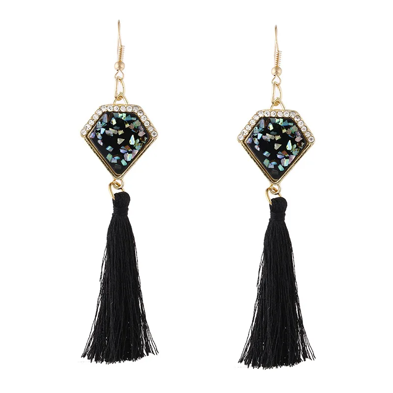 

New trend bohemian triangle shell color tassel earrings female jewelry wholesale Earrings Fashion Jewelry 2017 Long Earrings