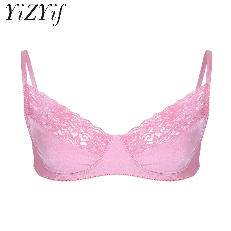 YiZYiF Sexy Men Bra Sissy Pink Gay Underwear Smooth Fabric Lace Wire-free Bra Top Adjustable Shoulder Straps Sissy Gay Male Bra YiZYiF Sexy Men Bra Sissy Pink Gay Underwear Smooth Fabric Lace Wire-free Bra Top Adjustable Shoulder Straps Sissy Gay Male Bra