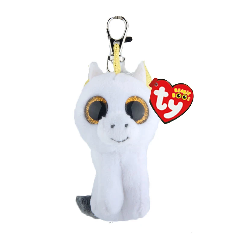 Ty Beanie Big Eyes плюшевая кукла для ключей, игрушка " 10 см - Цвет: White Unicorn K