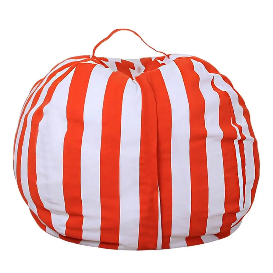 Детская плюшевая сумка для хранения игрушек, мягкая сумка в полоску, тканевый стул, красный DE28 - Цвет: Красный