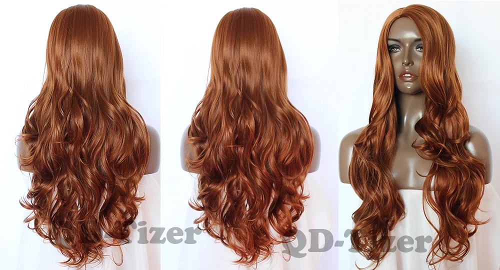 qd-tizer no lace body wavy side part orange lace front wig 5