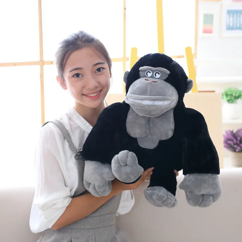 Реалистичные мускулы King Kong плюшевые куклы аниме Фильмы игрушки в виде животных с плюшевой набивкой реалистичные черные коричневые игрушки гориллы дети подарки на Хэллоуин - Цвет: Черный
