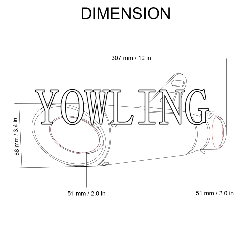 51 мм универсальный глушитель мотоциклетные глушитель выхлопной Системы для Yamaha YZF R25 R15 R6 R125 Z750 Z800 FZ8 FZ1 FZ6R ER-6N