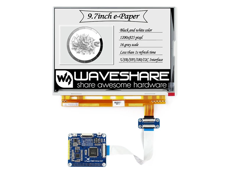 1200x825, 9,7 дюймов E-Ink дисплей шляпа для Raspberry Pi, 9,7 дюймов e-paper HAT, IT8951 контроллер, USB/SPI/I80/2c интерфейс