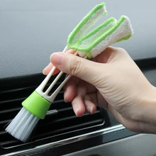 

2In1 Green Car Air-conditioner Outlet Dirt Duster Cleaner Brush Car Air Conditioning Vent Blinds Cleaning Brush Car Accessories