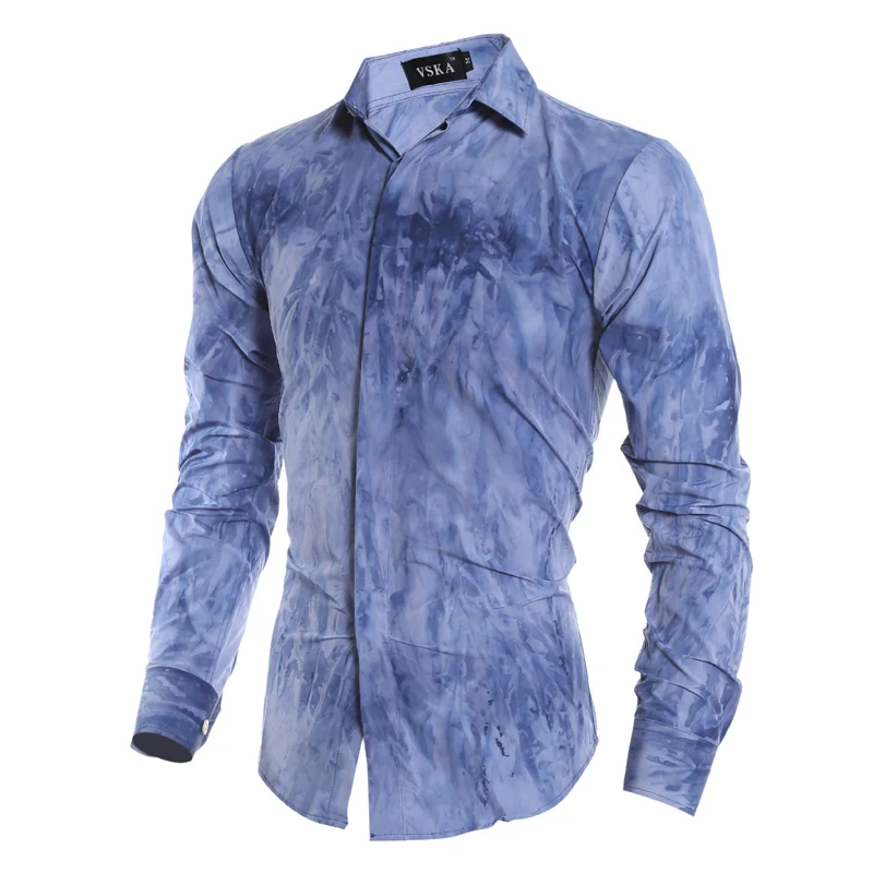 2016 Novelty Tie dye printing men casual shirts Western