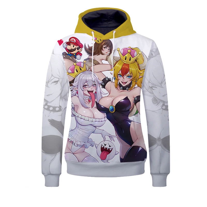 Fans Wear 2019 Funny Anime Princess Bowser Hoodies Harajuku Sexy Princess Print Bowsette Unisex Pullover Hoodies for Fans Fans Wear 2019 Funny Anime Princess Bowser Hoodies Harajuku Sexy Princess Print Bowsette Unisex Pullover Hoodies for Fans