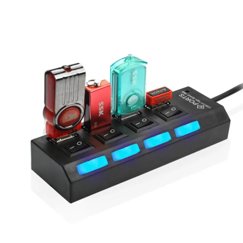 Мини высокой Скорость USB 1,1 Hub 4 Порты Портативный USB Hub 480 Мбит/с на/выключения Hub USB разветвитель адаптер для портативных ПК