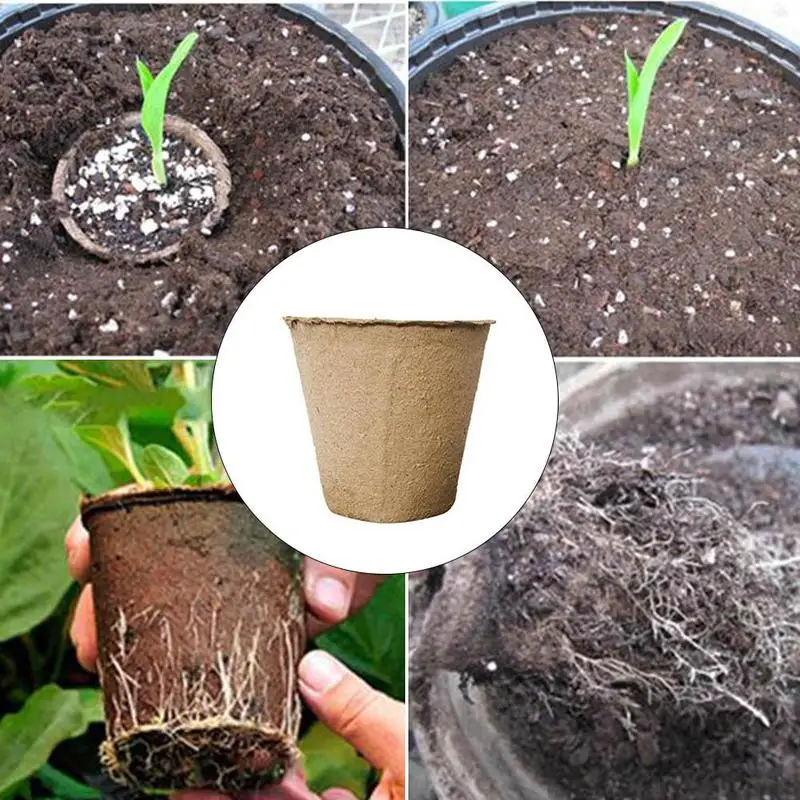 10Pcs Round Biodegradable Paper Pulp Peat Pot 8x8cm Plant Nursery Cup Tray Vegetable Fruit Nursery Tray Pot Cup Garden Drop ship