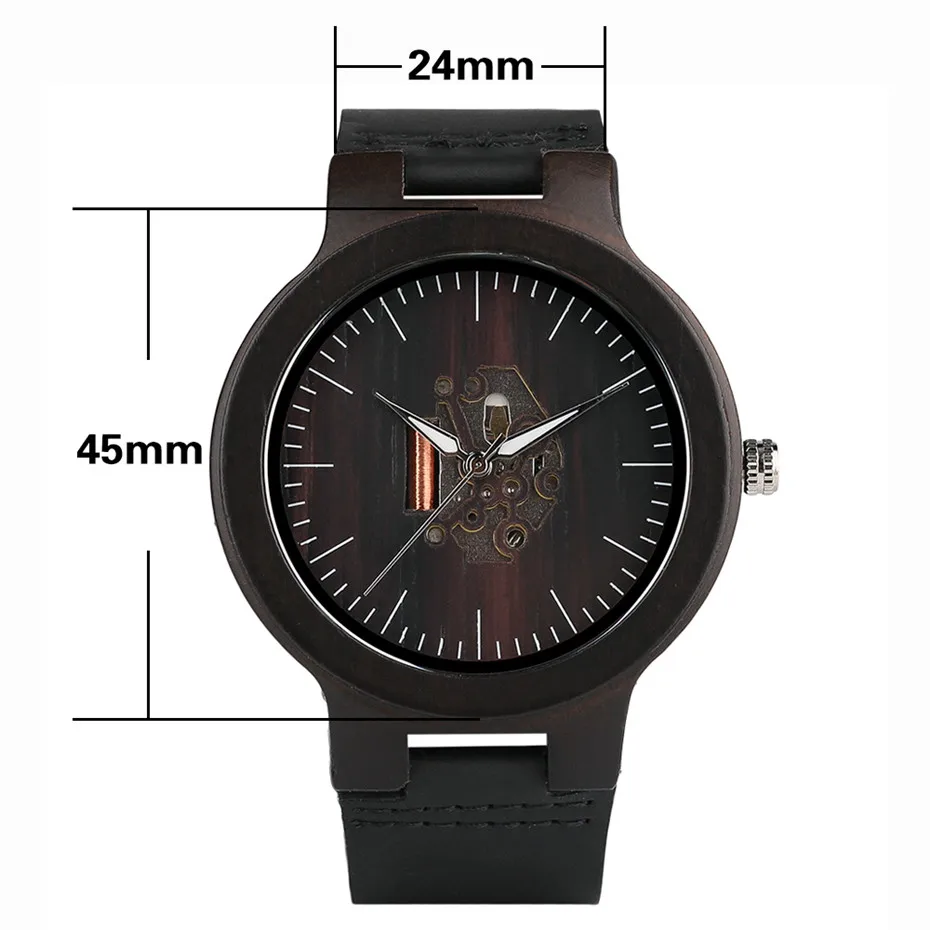 Black wooden simple men watches clock14