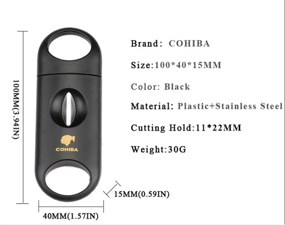 COHIBA металлический V образный клинок пластиковый сигарный резак ножницы v