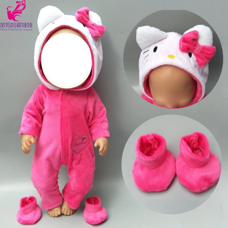 

doll clothes for 40cm Baby dolls cute kitty hooded set for 17 inch baby doll winter clothes
