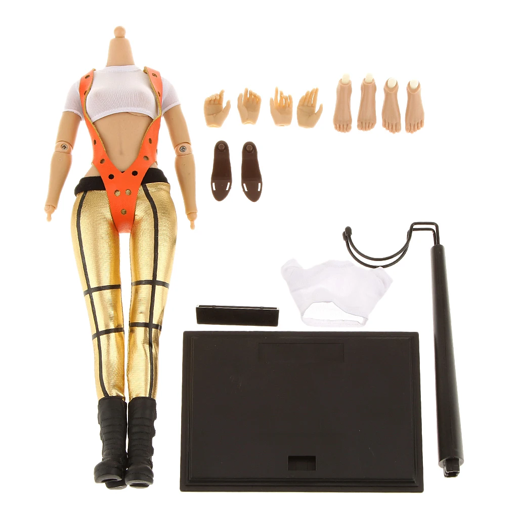 Rubber 1/6 Scale Female Body Figure Clothing Set With Extra Hands Feet