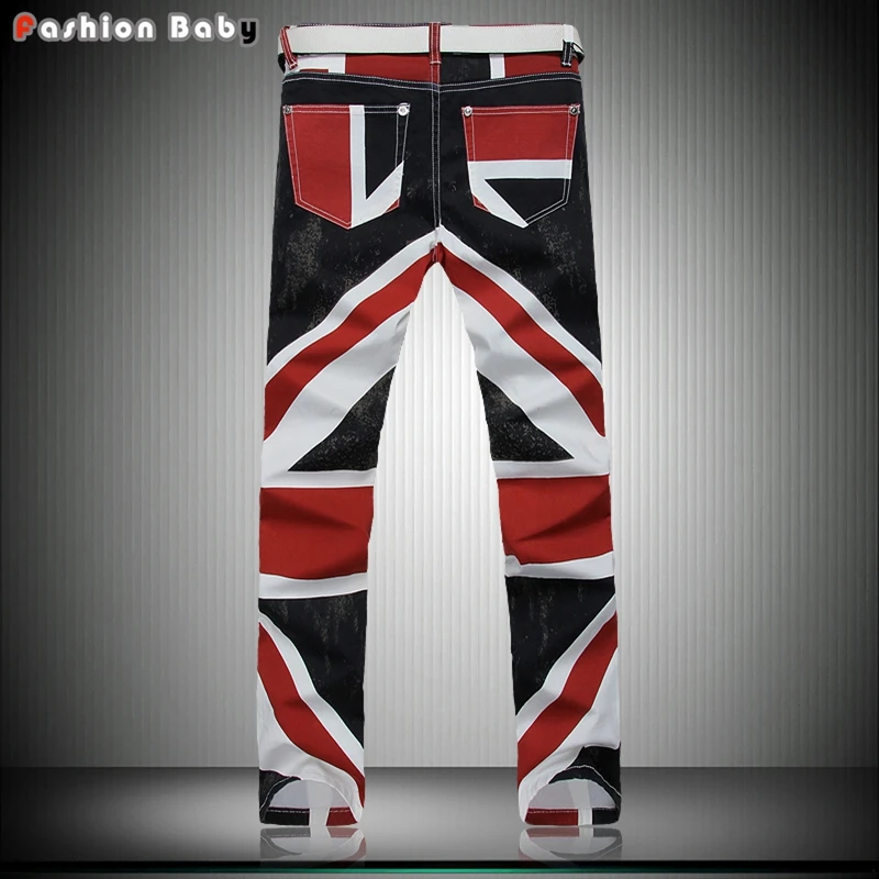 måtte Fremskynde Devise Men's Union Jack Print Pocket Brand Designer Jeans Pant Slim Casual Fashion  Quality Straight Night Club British Flag Pencil Pant _ - AliExpress Mobile
