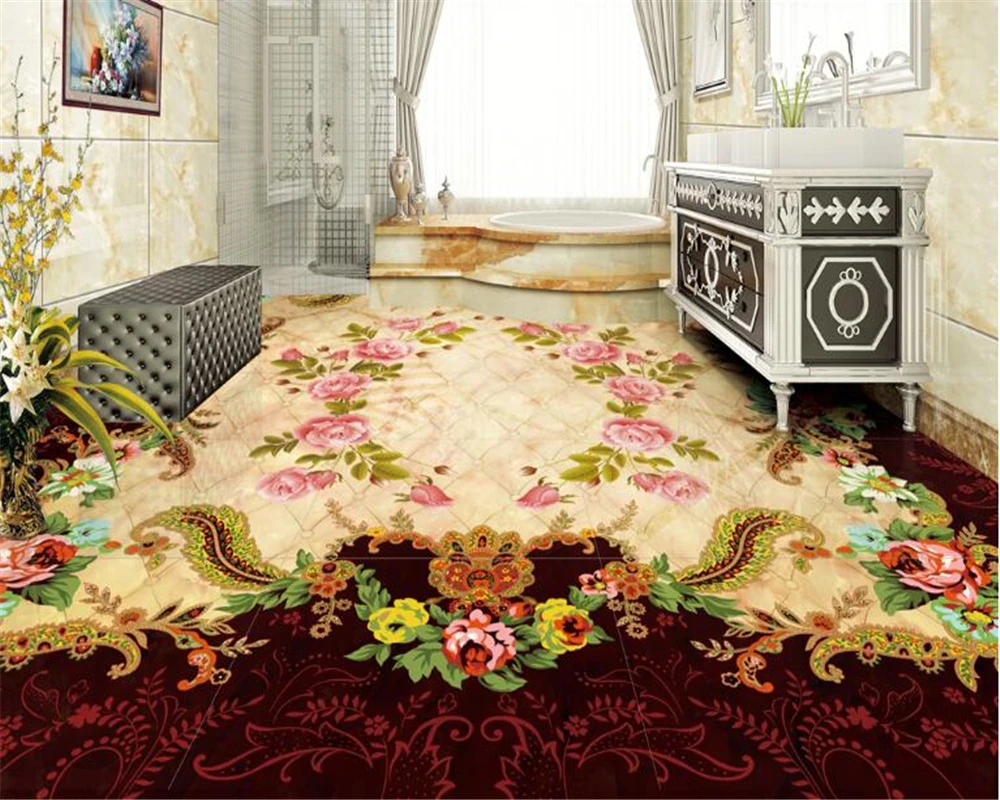 beibehang Creative Aesthetic 3d Wallpaper Classic European Style Marble Parquet Rose Living Room 3d flooring papel de parede beibehang Creative Aesthetic 3d Wallpaper Classic European Style Marble Parquet Rose Living Room 3d flooring papel de parede