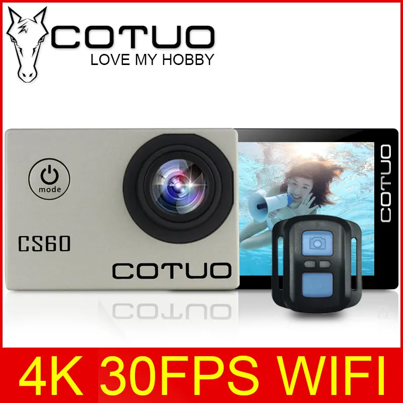Экшн камера COTUO CS60 4K 30fps Wi Fi 16 МП Ultra HD 170D 1080P 720P 120fps go 30 м водонепроницаемая pro 2 0