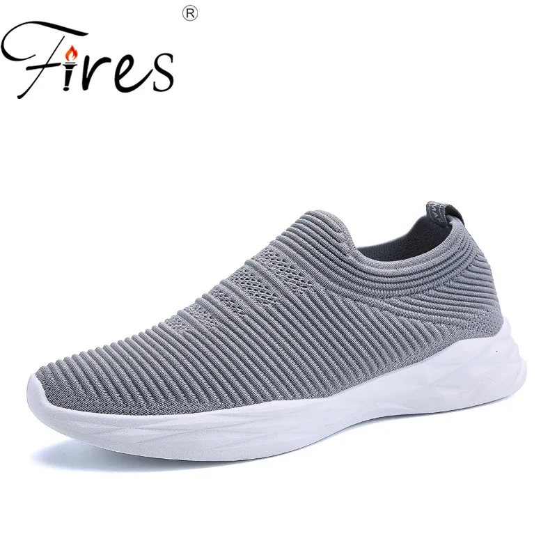 Fires Men Summer Mesh Loafers Black Red Gray Casual Sneakers Slip-on Comfortable Flat Shoes Male Outdoor Light Loafer Shoes