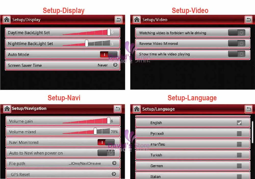 7inchs volkswagen navigation menu 3