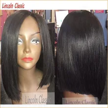 New Bob Wig Other Side Is A Bit Long Human Hair Bob Full Lace Wig Straight Peruvian Virgin Hair Full Lace Bob Wigs Glueless Cap