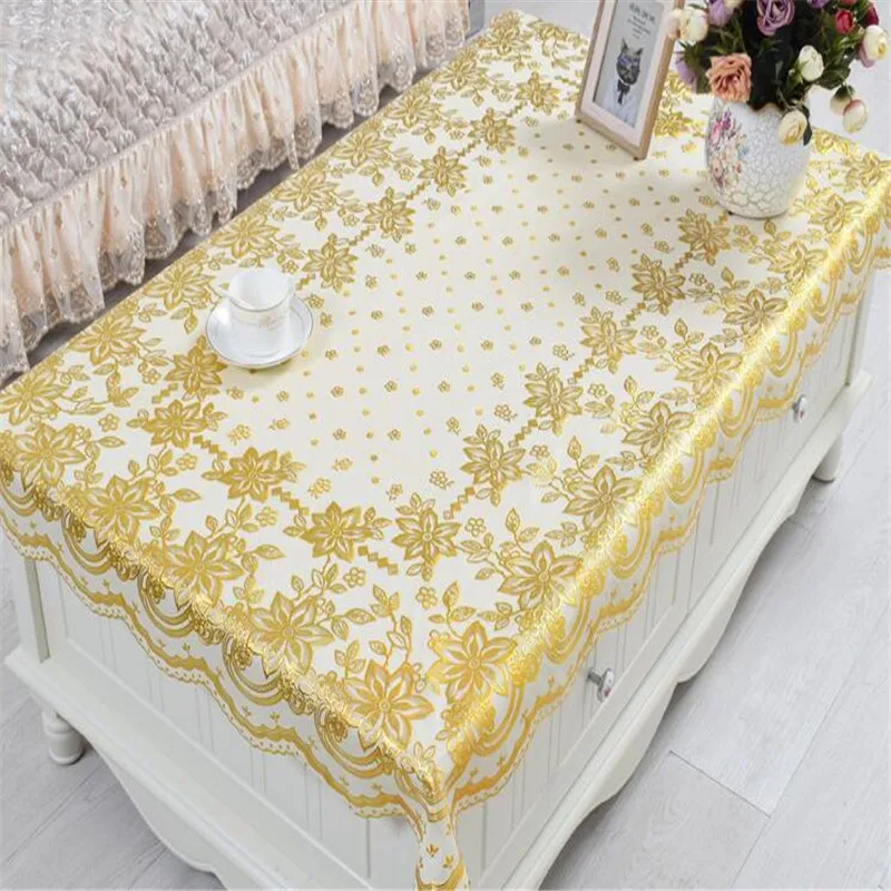 

Free Shipping 90x140CM Maple Leaf Golden Cheap PVC Tablecloth Tea Cup Mat Cover Runner Water Oil Proof Dining Kitchen Antependiu