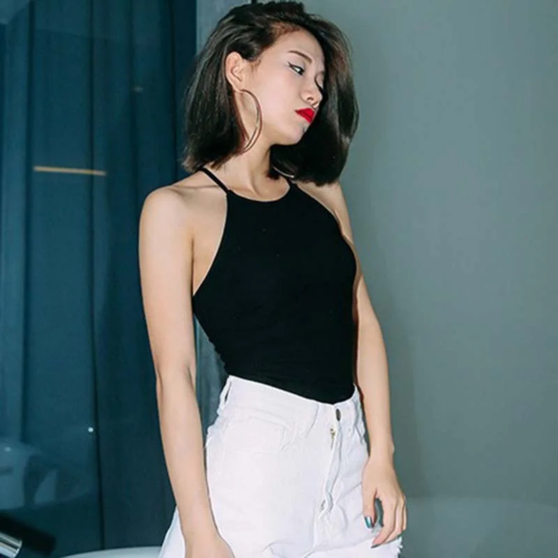 

Summer Sexy Criss Cross Halter Bandage Crop Top Women Backless Vest Halter Tank Tops