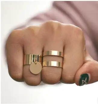 

2Pcs/lot Boho Gold Color Ring Set For Women hollow Out Round Coin Knuckle Midi Finger Rings Jewelry Bague Homme Rings