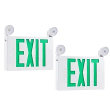Выход знак с аварийным светло-зеленым аварийным освещение двери с батареей резервного копирования подсветка аварийного выхода AC 120 V 277 V 2 упаковки