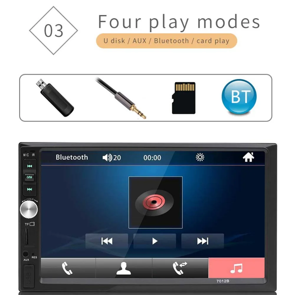 7 дюймов сенсорный экран DC 12 В 2 Din FM Радио HD Bluetooth MP3 MP5 автомобильный двойной слиток мультимедийный плеер Поддержка управления рулевым колесом