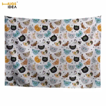 

HUGSIDEA Wall Hanging Kawaii Animal Cat Pattern Tapestry Yoga Matt Rug Home Decor Art Sofa Carpet Travel Mattress Beach Towels