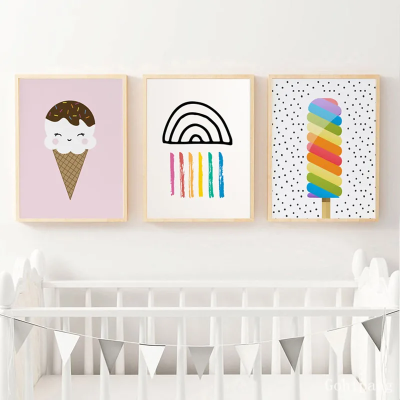 

Ice Cream Donut Wall Art Canvas Poster Nursery Print Painting Decorative Picture Nordic Kid Bedroom Decoration Kitchen Decor