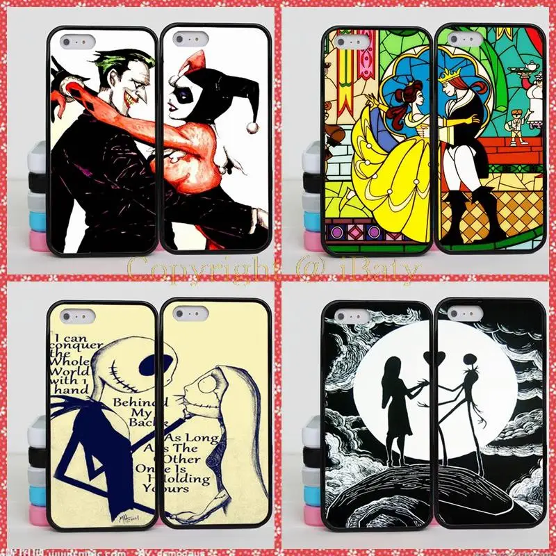 Image Cinderella Joker Peter Pan Jack Skellington BFF Best Friends Couple Case Cover For iPhone 4S 5C 5 5S SE 6 6S 7 Plus