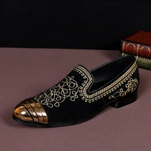 2017 New Fashion Luxurious Handmade Embroidered Men Velvet Loafer Slippers Men Wedding and Party Shoe Plus Size 38-46