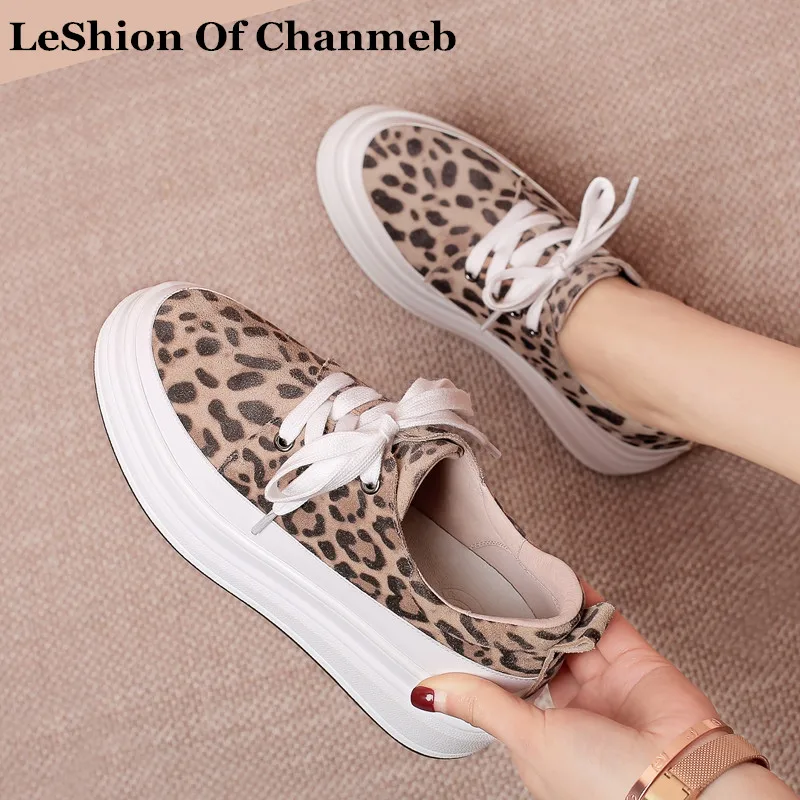

women 2019 new arrival high quality platforms leopard loafers lady lace up flatforms thick sole casual shoes flats size 42 shoes