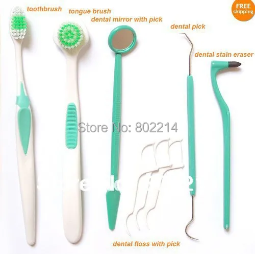 

Dental Care Kit :Toothbrush ,Tongue Brush ,dental Mirror ,Dental Floss, Stain Eraser ,interdental brush ,pick