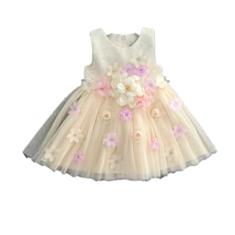 

Kids Girls Flowers Appliques Dress Baby Girl Birthday Party Dresses Children Princess Ball Gown Wedding Clothes 3-11T