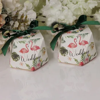 

FREE SHIPPING 70PCS Forest Theme Flamingo Favor Boxes Wedding Favors Diamond Candy Boxes Bridal Shower Engagement Party Supplies