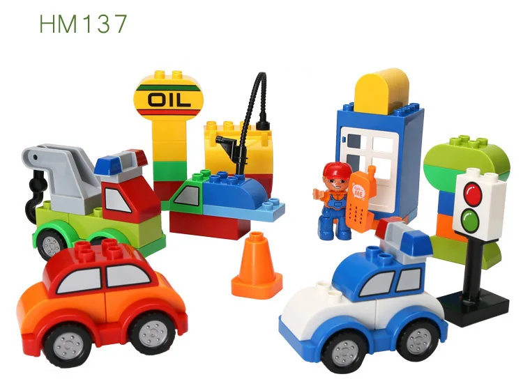 2017 HM137NEW 52pcs My First Creative Cars Variety of Car Story Big Size Building Blocks Bricks Baby Toy Compatible With Duploe baby-building-blocks
