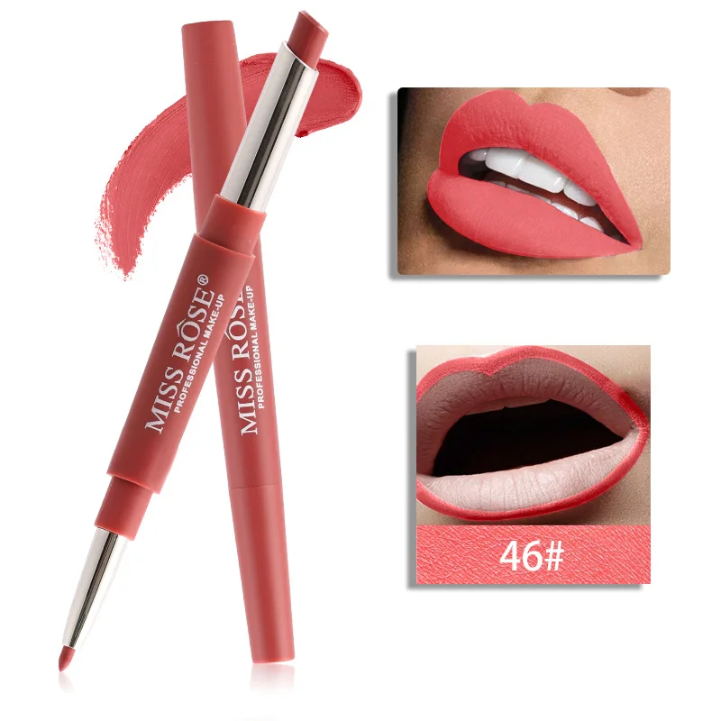 1Pcs Sexy Coral Red 20 Color Double-end Lip Makeup Lip Liner Waterproof Moisturizing Lipsticks Lasting Lip Pencil Cosmetic#02 - Цвет: 46