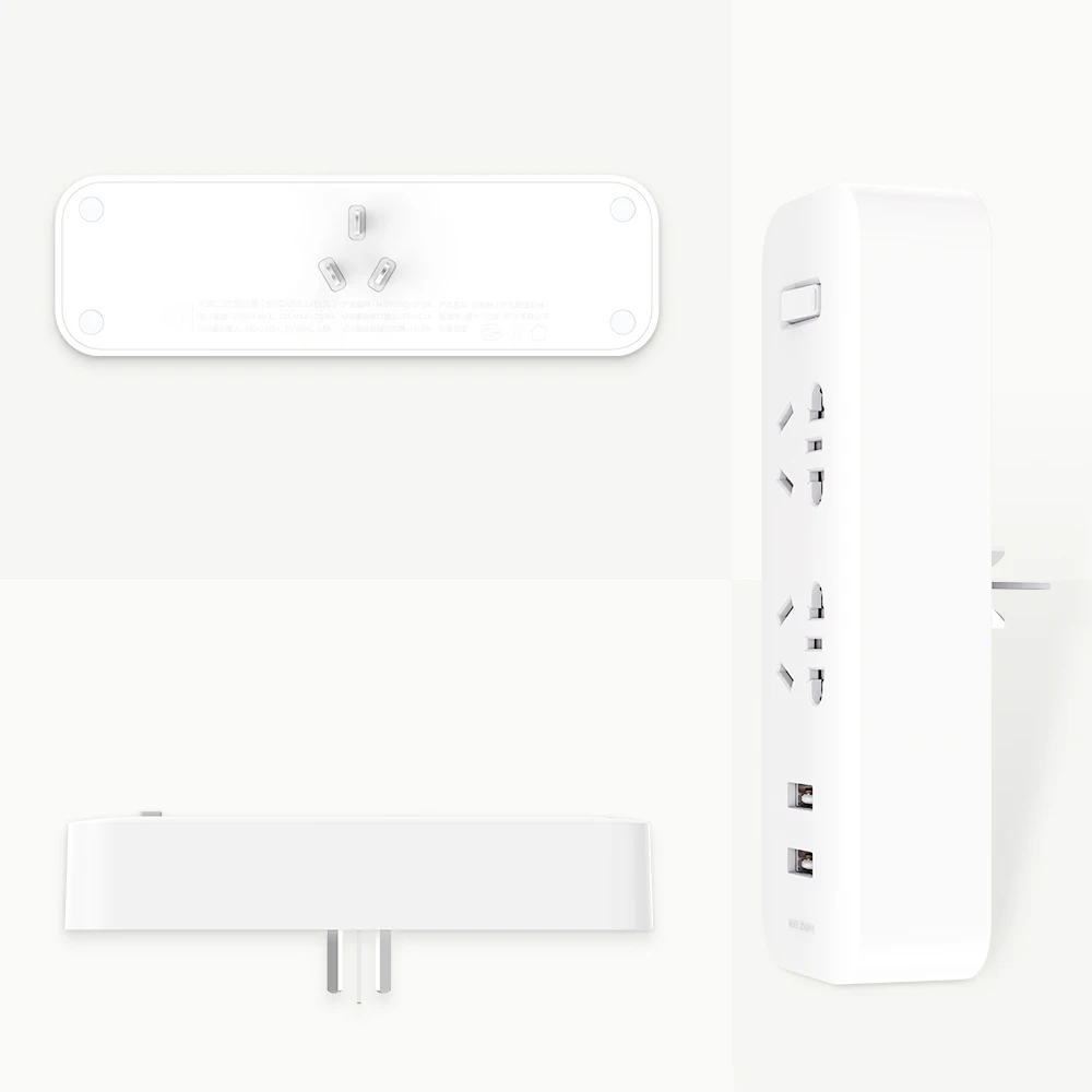 Xiaomi Mijia On-Wall power Strip Конвертер розетка портативный переходник с 2 USB порт быстрой зарядки розетка переключатель