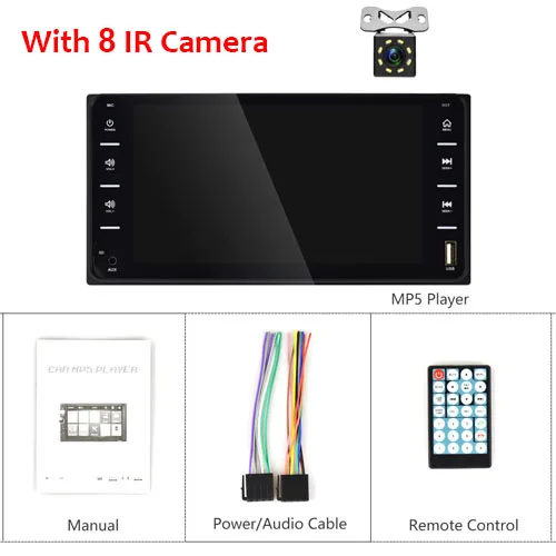 Camecho Универсальный 2Din автомобильный мультимедийный плеер авторадио 7 ''зеркальная связь AUX/TF/USB видео MP5 плеер Авто Радио для Toyota Corolla - Цвет: with 8 IR camera