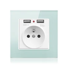 Французский стандарт электрическая розетка с USB настенная розетка стеклянная панель зеленый маленький принц украшение комнаты с охранной дверью