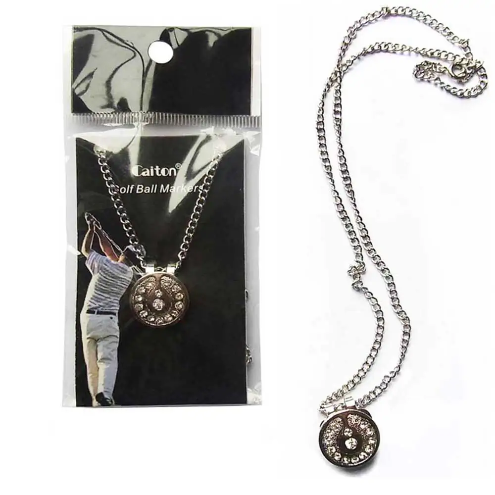 

Caiton Crystal Golf Ball Marker Magnetic Leather Necklace Hat Clip for Lady